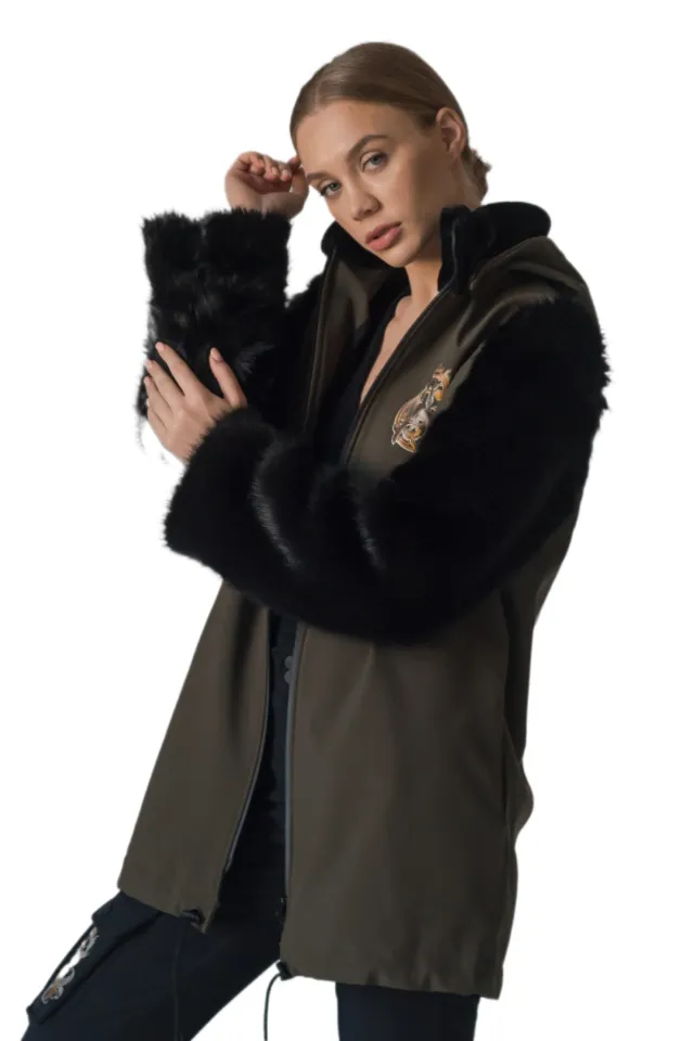 Куртка парка непродуваемая Fashion Style хаки Волчица от Army of Girls Куртка парка непродуваемая Fashion Style хаки Волчица брендовая одежда